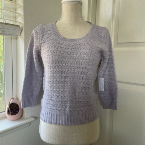 Charlotte Russe | NWT Lilac Glitter Crochet Open Back Sweater Y2K Pastel, Size S - Picture 1 of 8